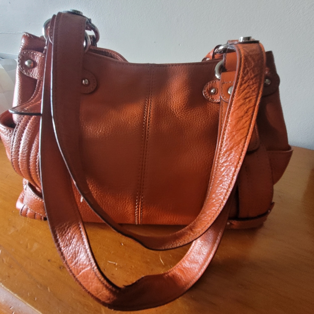 Tignanello orange pebbled tote - Picture 2 of 11